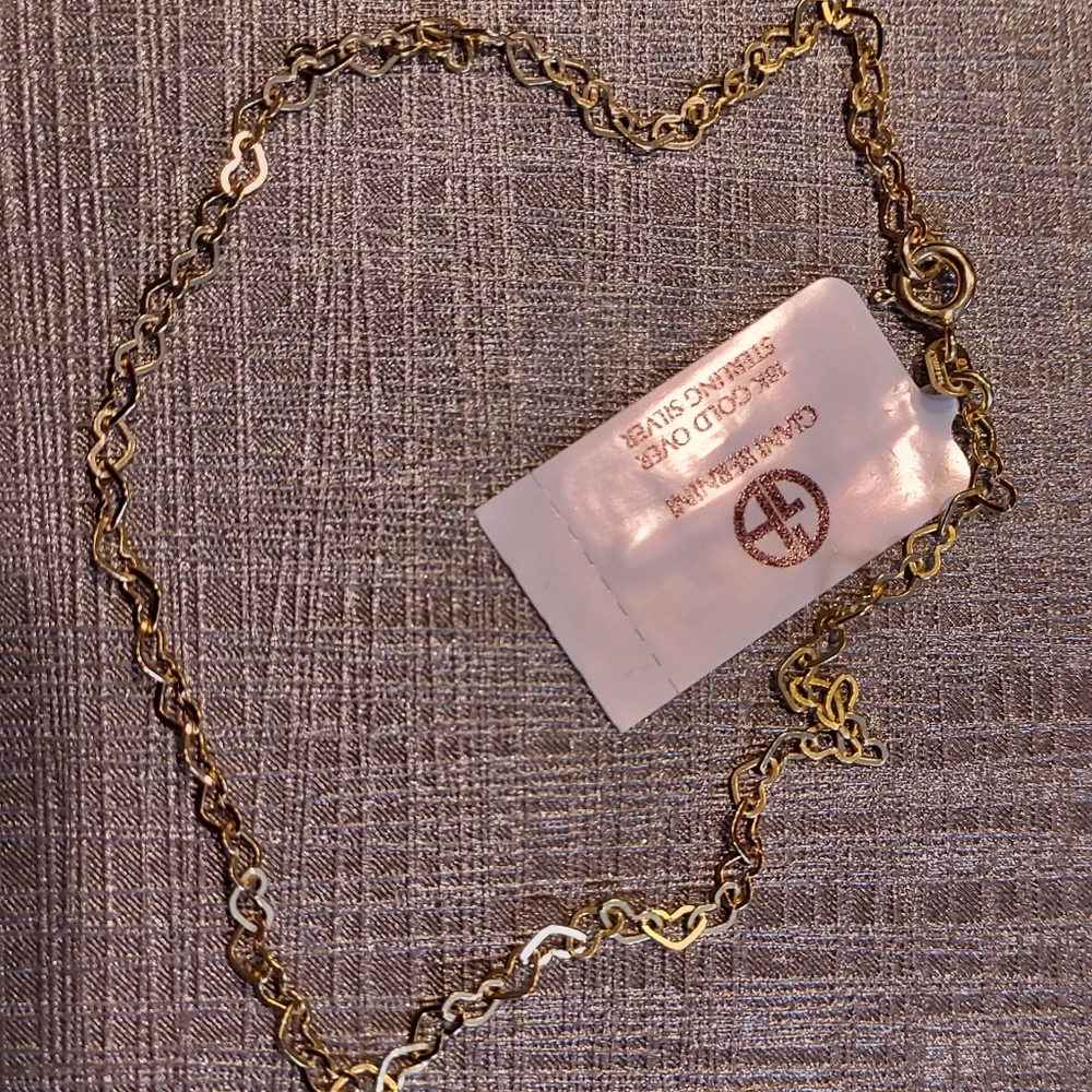 Giani Bernini 18K Gold over Sterling Silver Heart Chain Ankle Bracelet